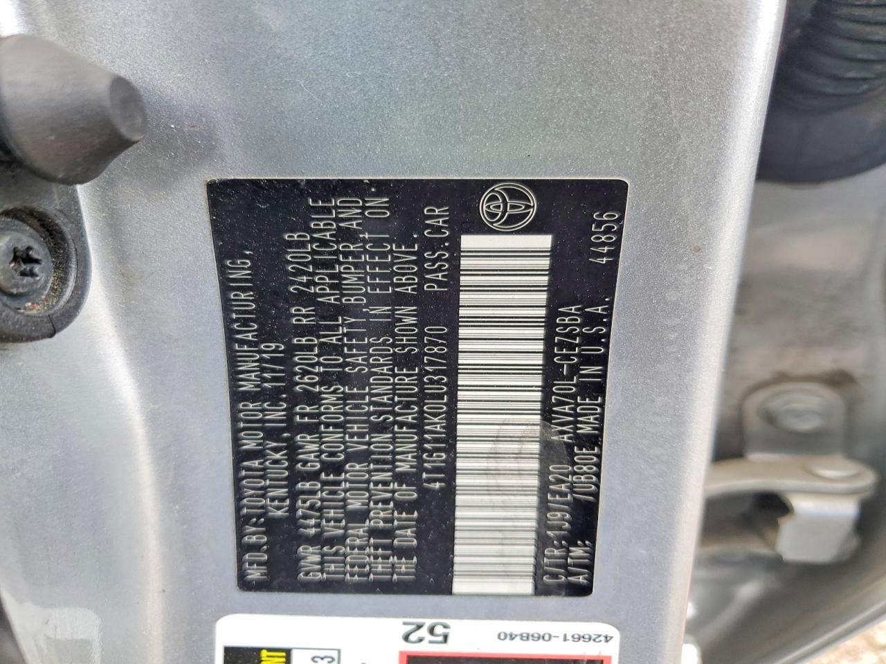 2020 TOYOTA CAMRY