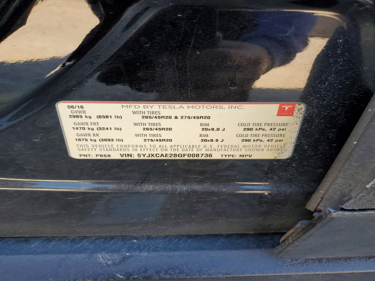 2016 TESLA MODEL X