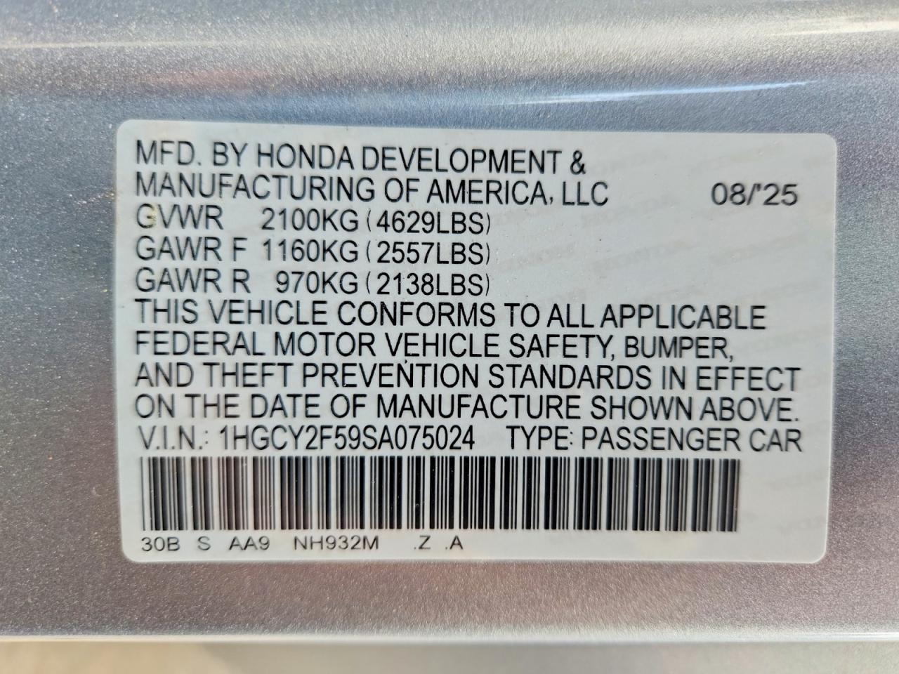 2025 HONDA ACCORD