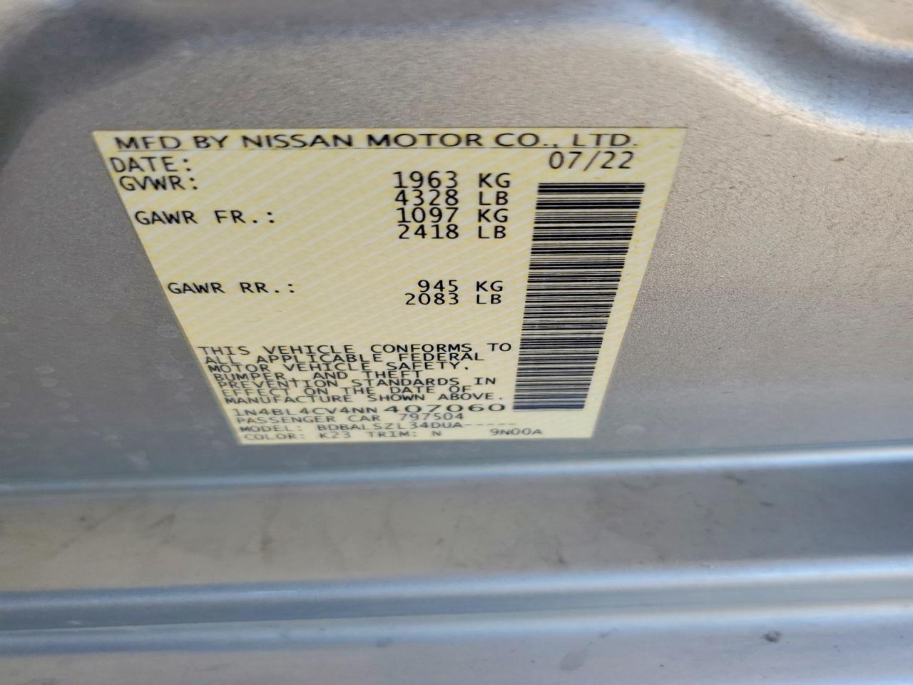 2022 NISSAN ALTIMA
