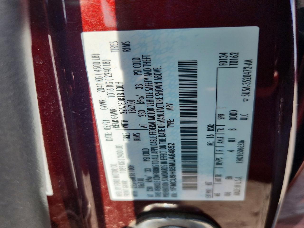 2021 FORD ESCAPE
