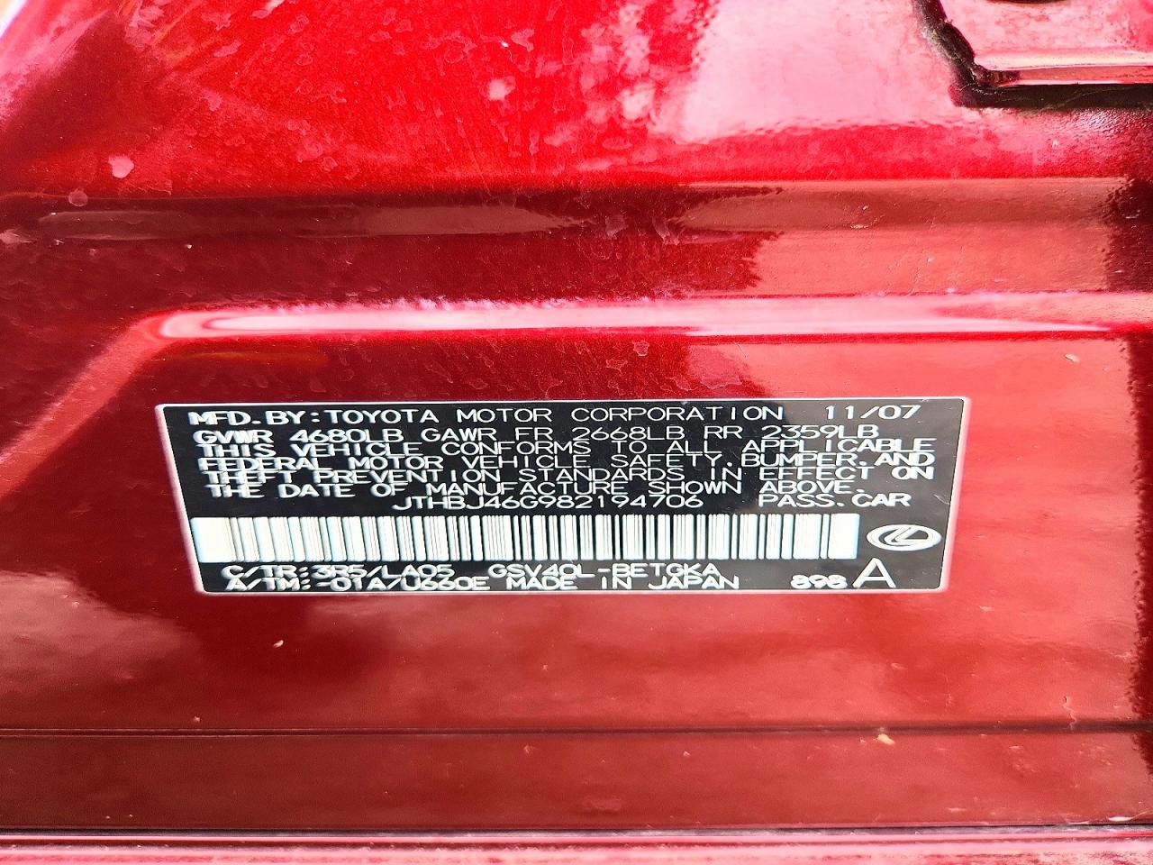 2008 LEXUS ES350