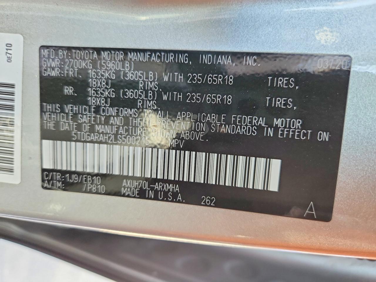 2020 TOYOTA HIGHLANDER