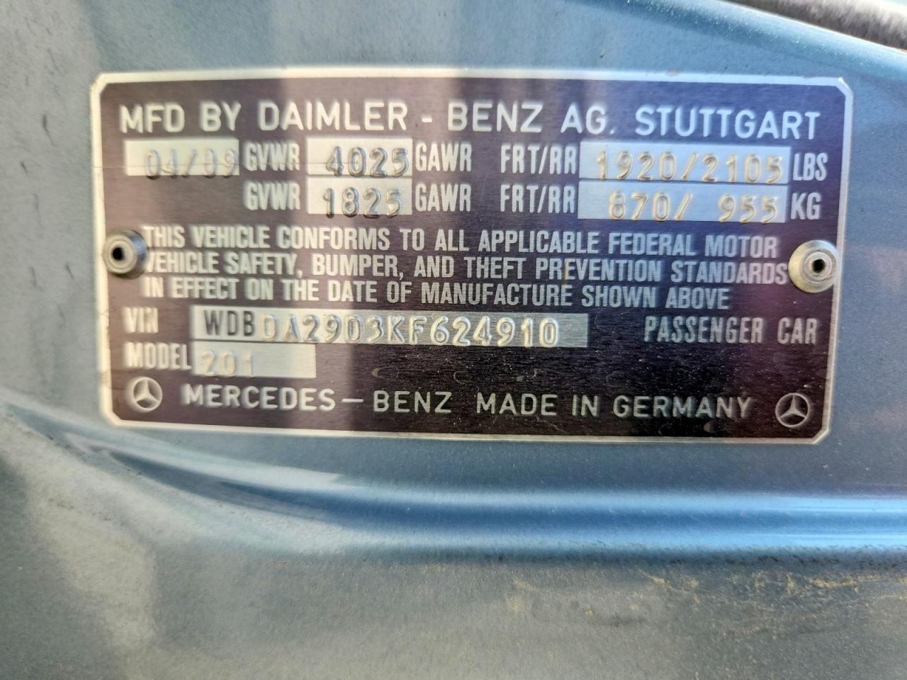 1989 MERCEDES-BENZ 190-CLASS