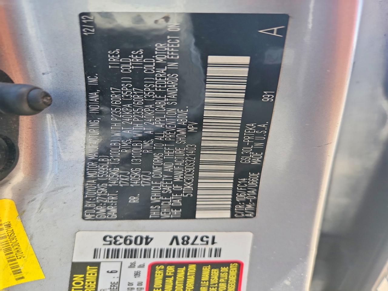 2013 TOYOTA SIENNA