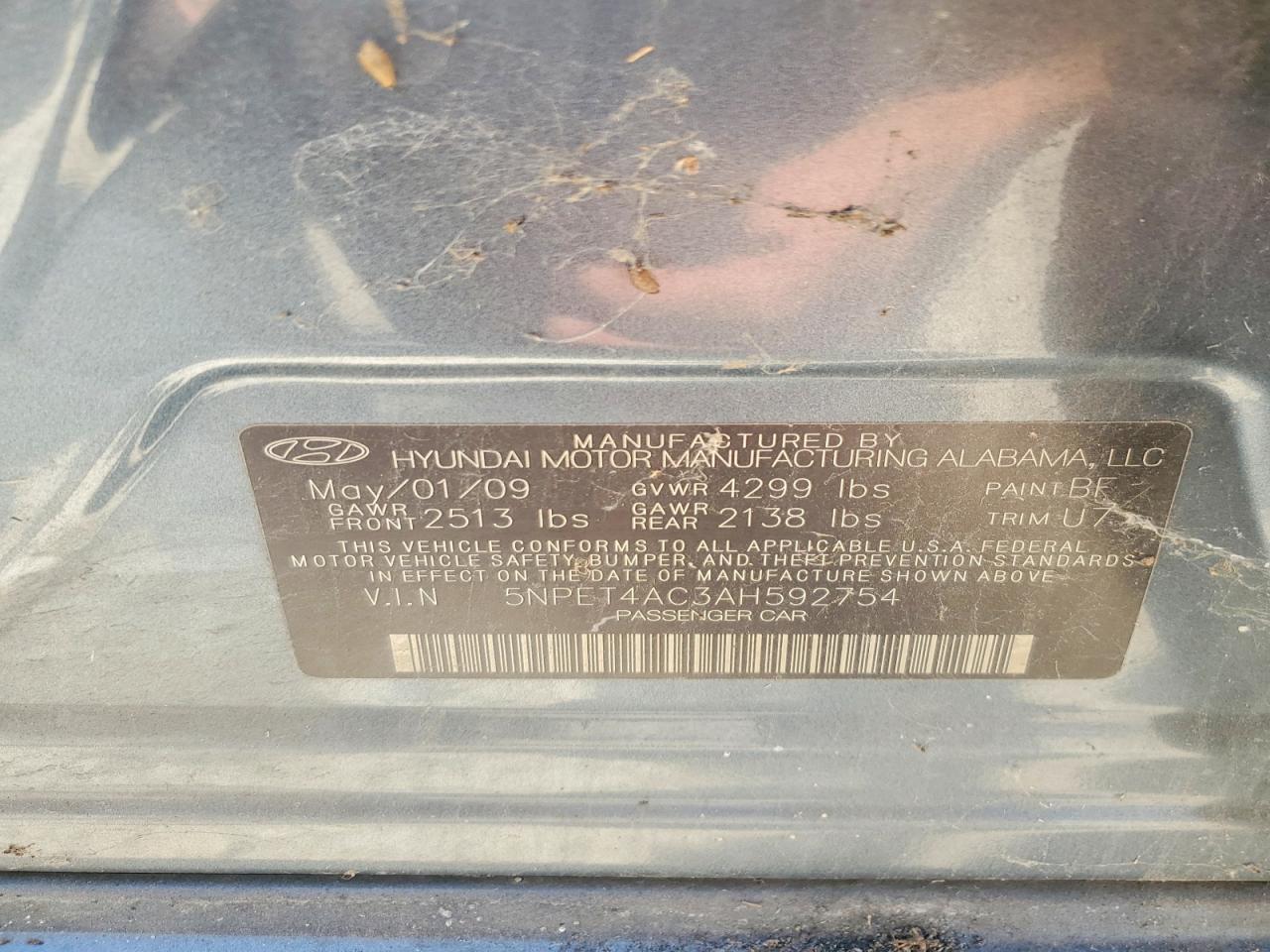 2010 HYUNDAI SONATA