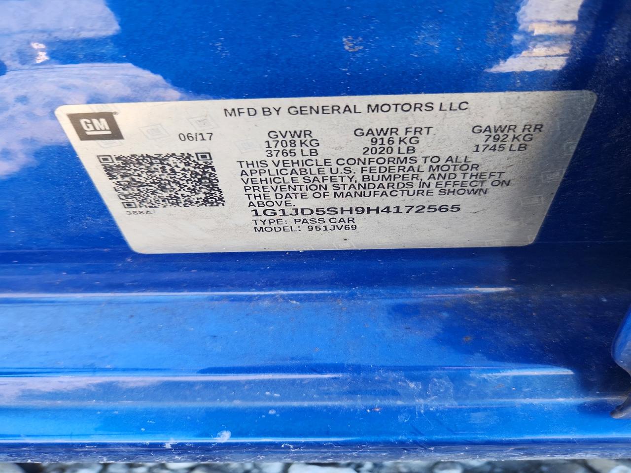 2017 CHEVROLET SONIC