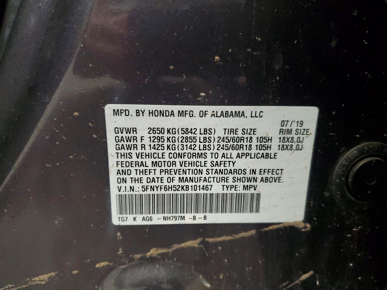 2019 HONDA PILOT