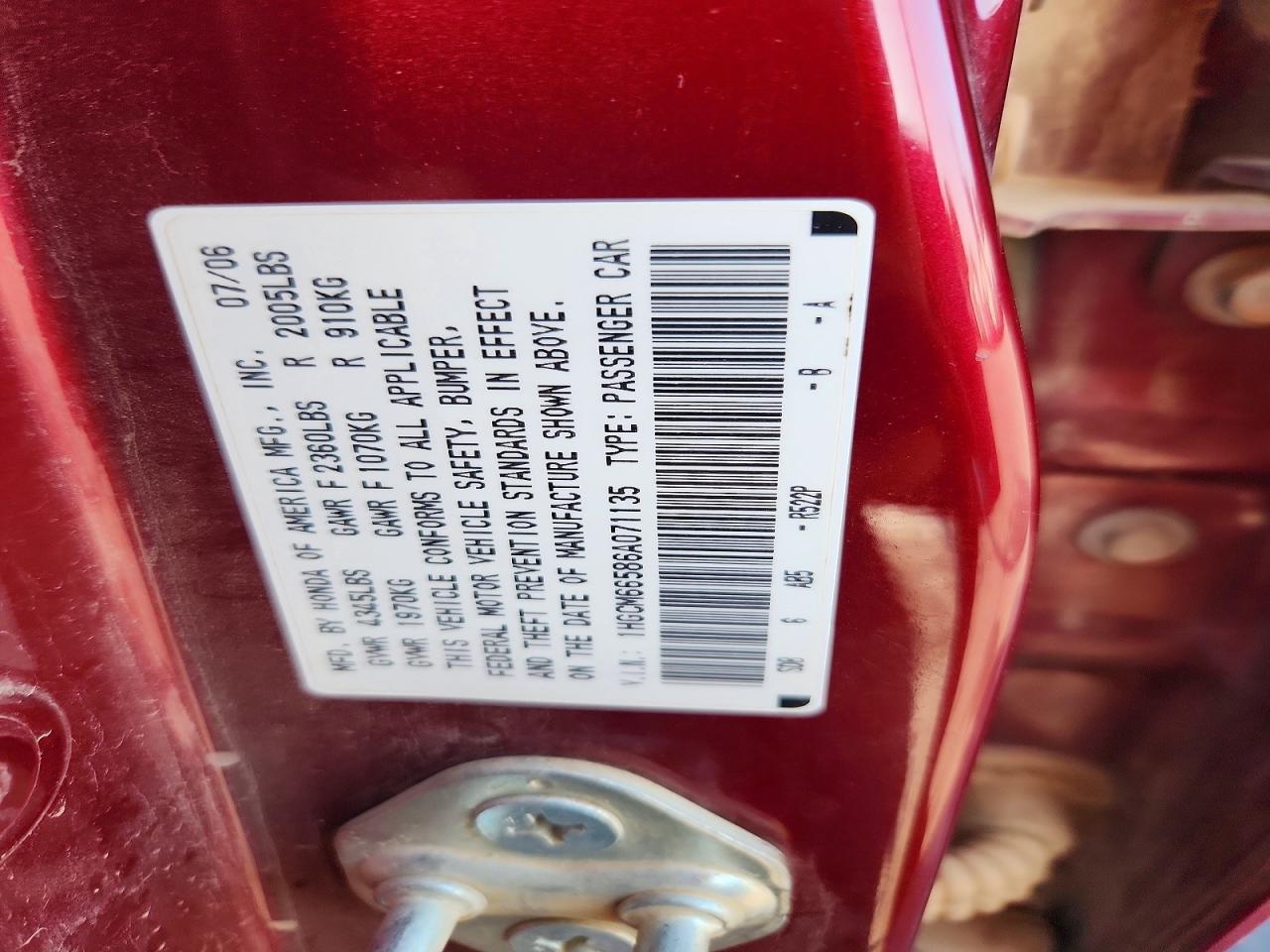 2006 HONDA ACCORD