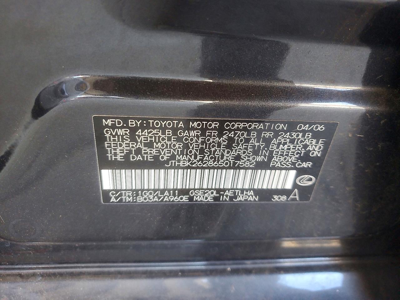 2006 LEXUS IS