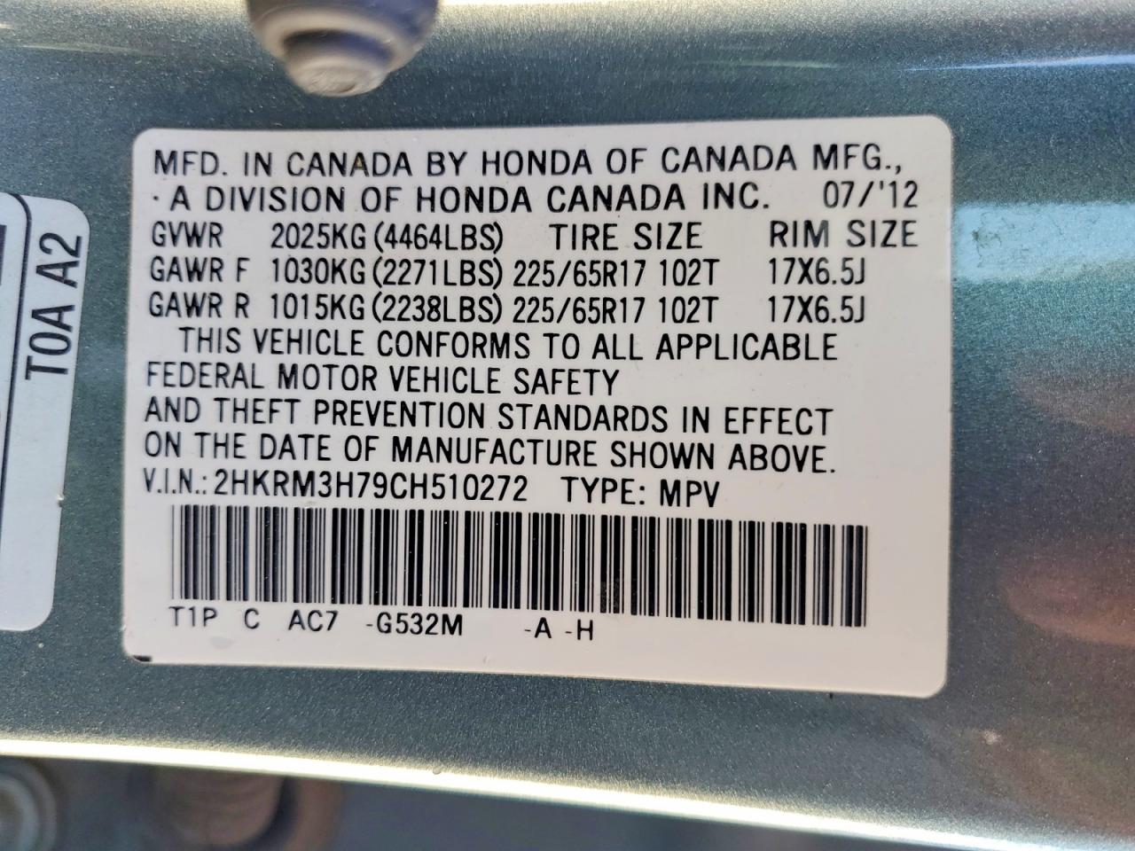 2012 HONDA CRV