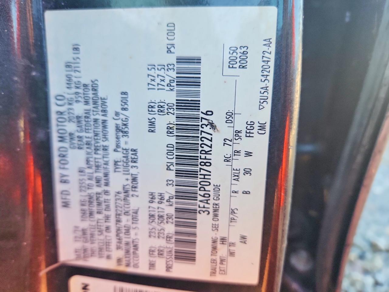 2015 FORD FUSION