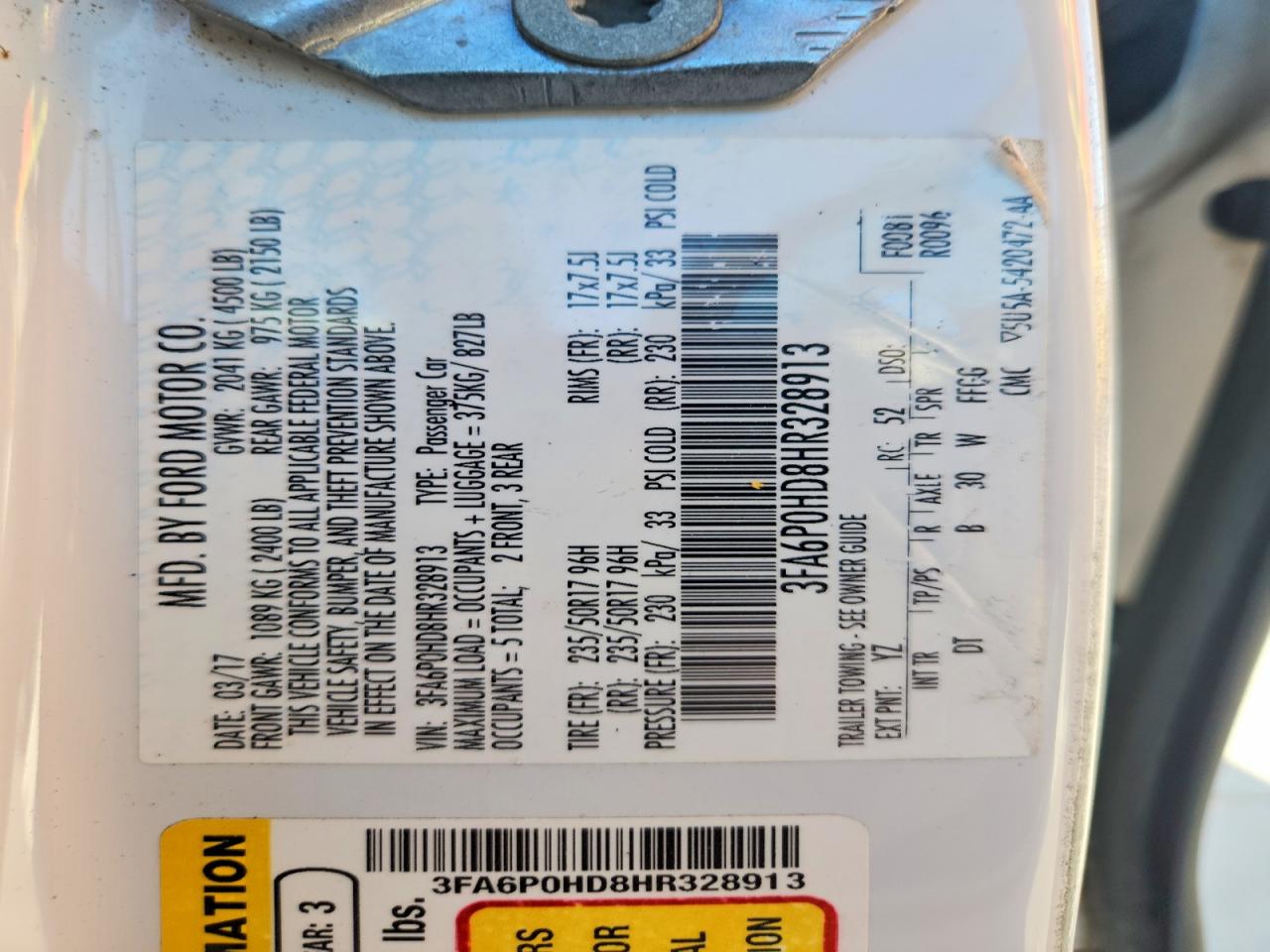 2017 FORD FUSION