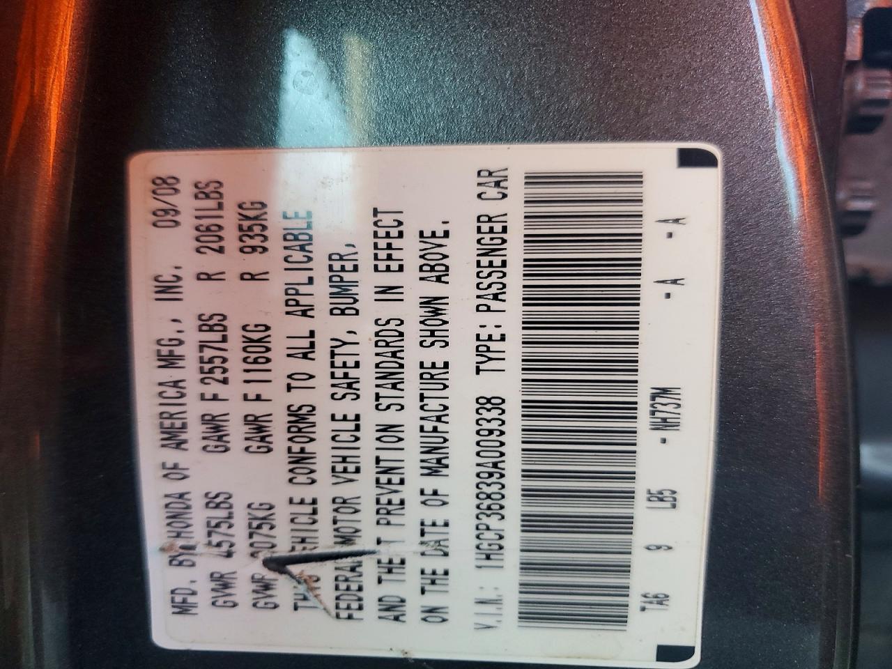 2009 HONDA ACCORD
