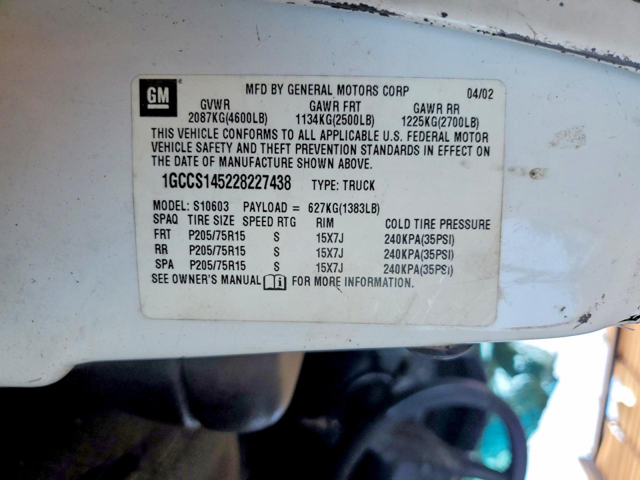 2002 CHEVROLET S10