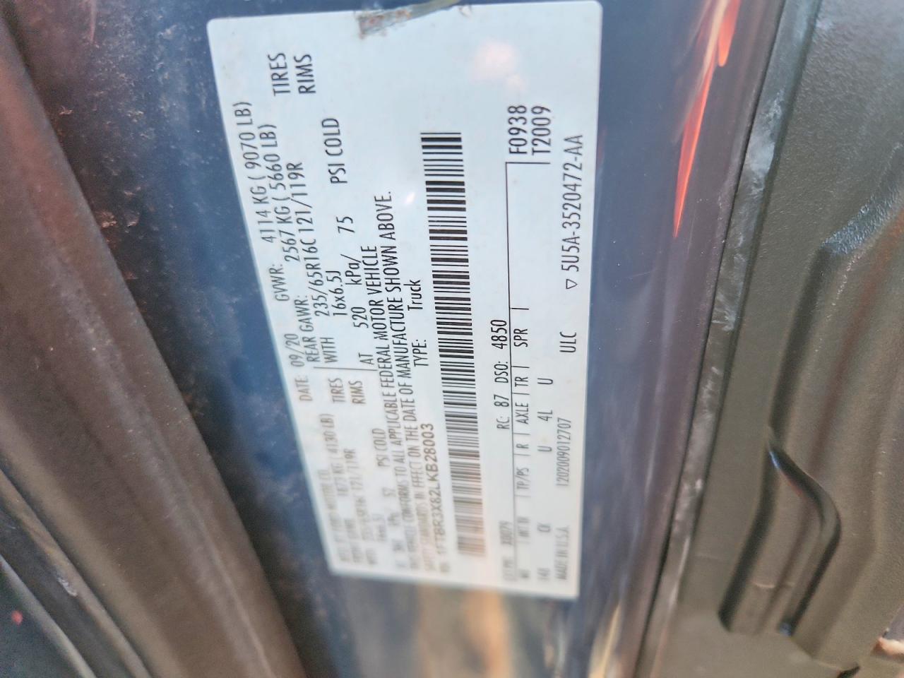 2020 FORD TRANSIT