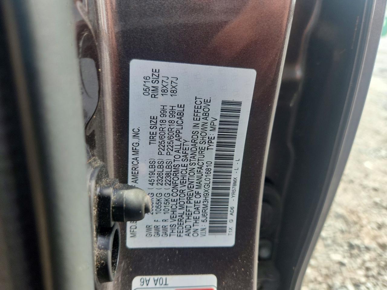 2016 HONDA CRV