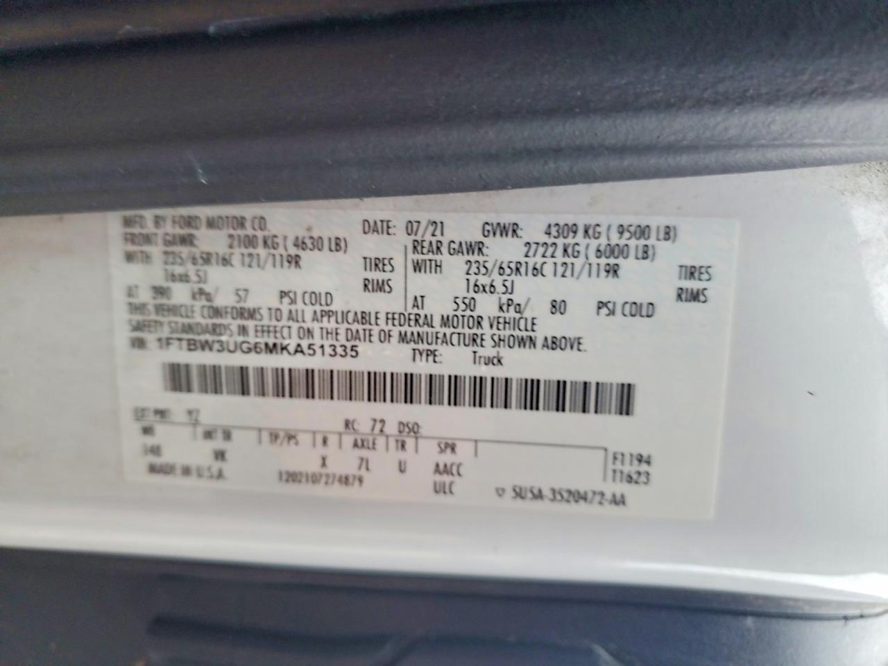 2021 FORD TRANSIT