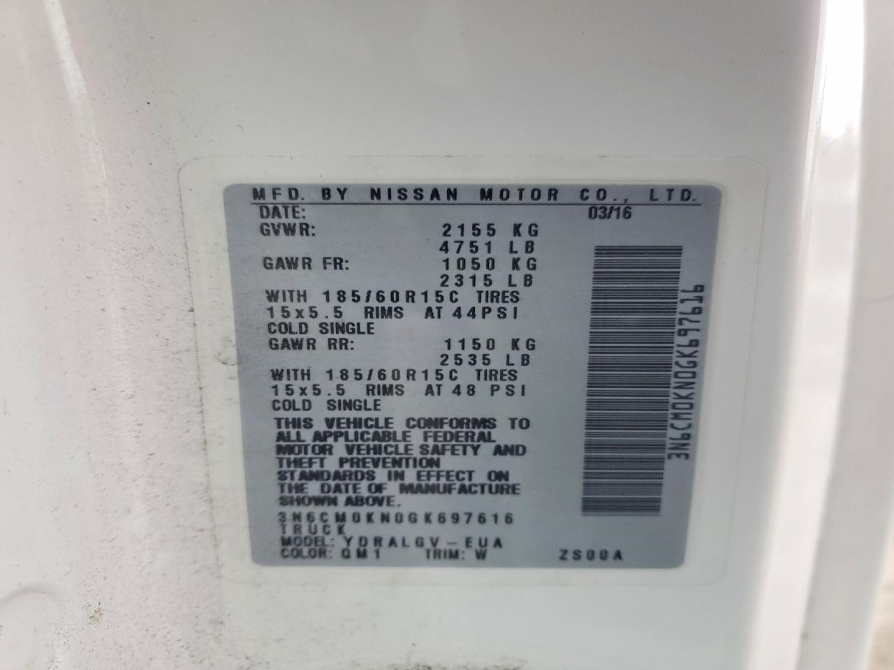 2016 NISSAN NV200 UNK