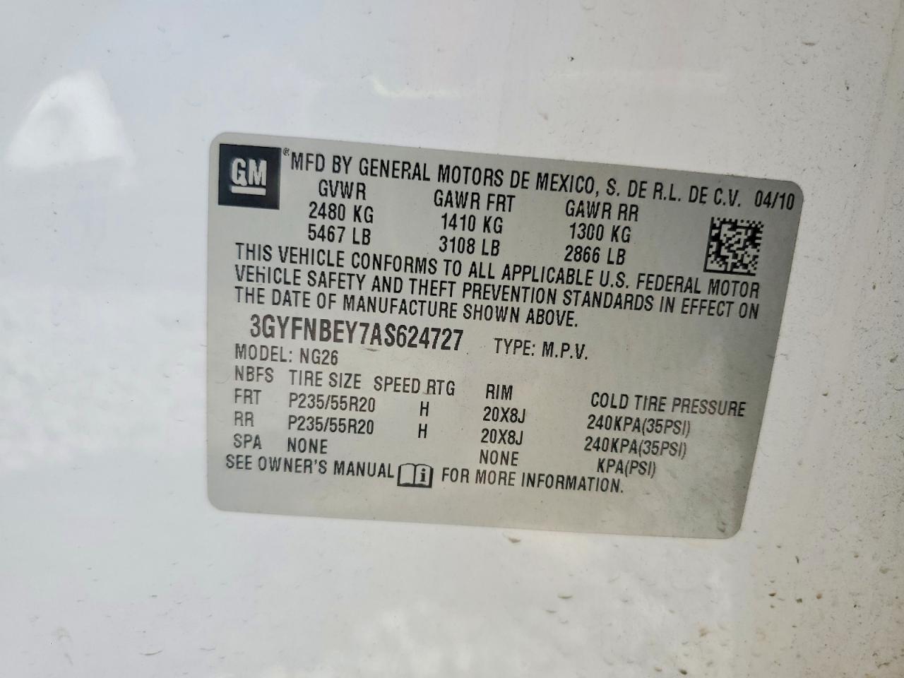 2010 CADILLAC SRX