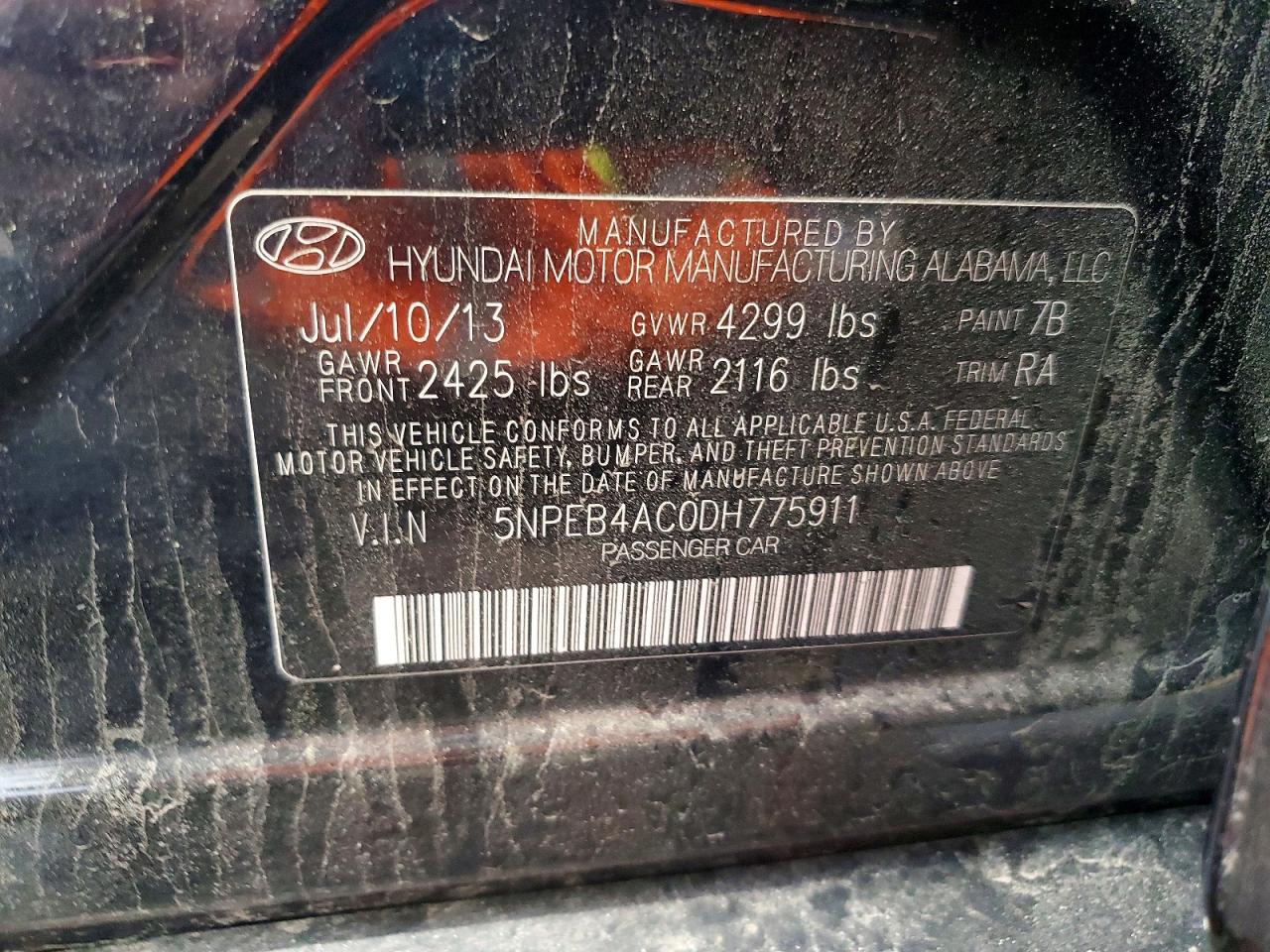 2013 HYUNDAI SONATA