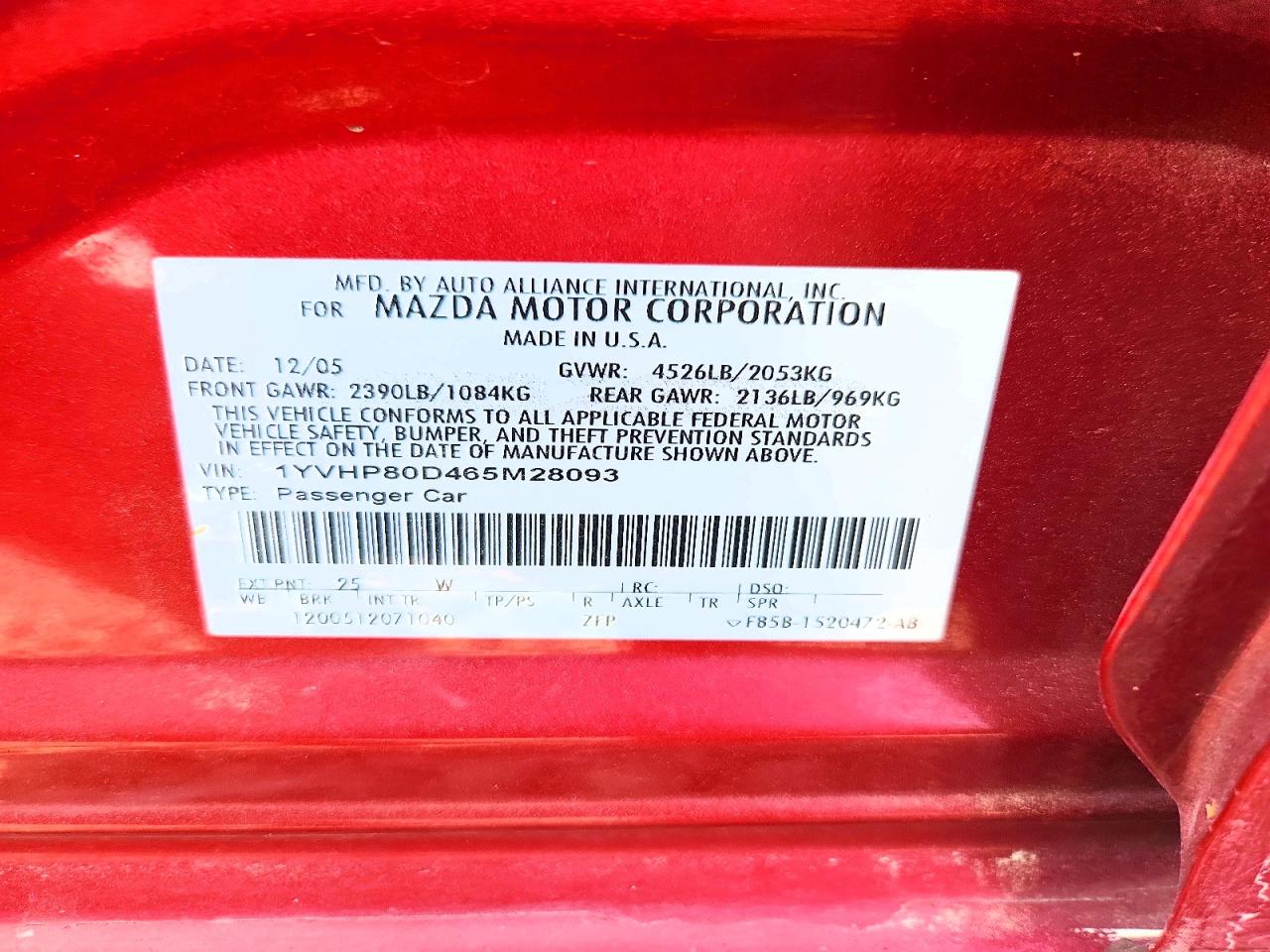 2006 MAZDA 6
