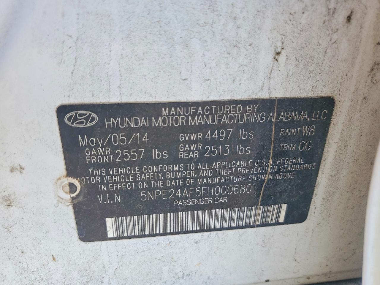 2015 HYUNDAI SONATA