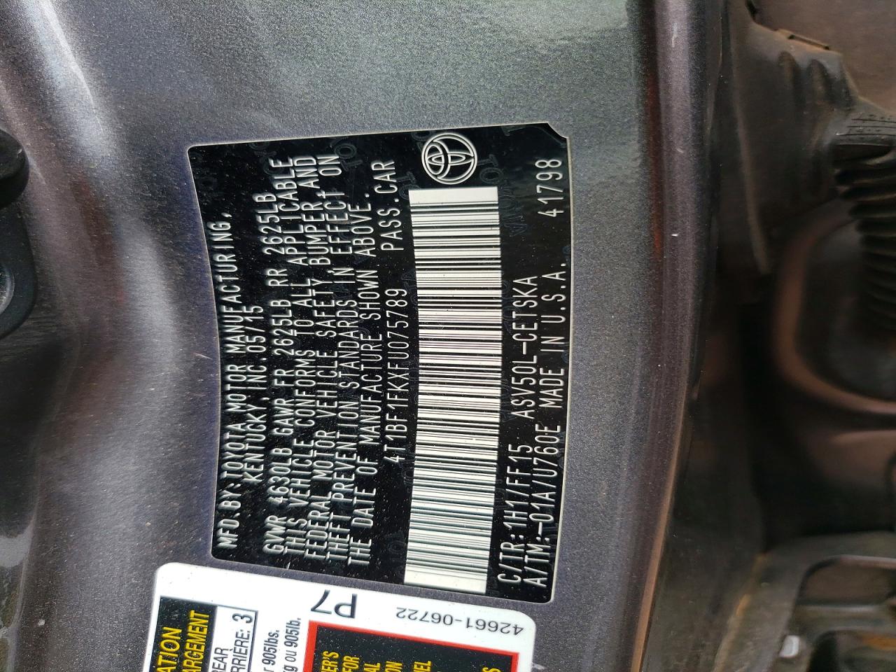 2015 TOYOTA CAMRY