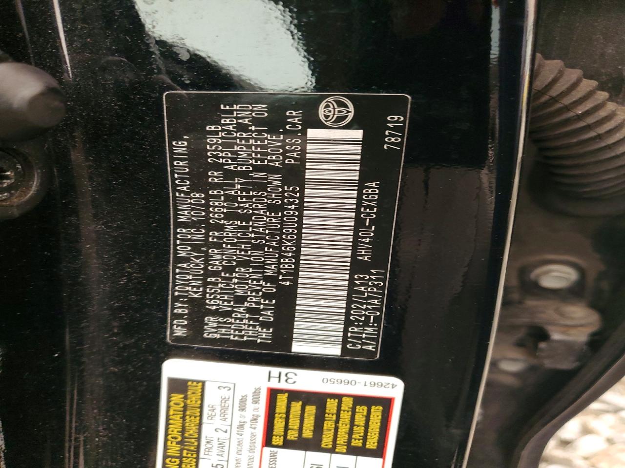2009 TOYOTA CAMRY
