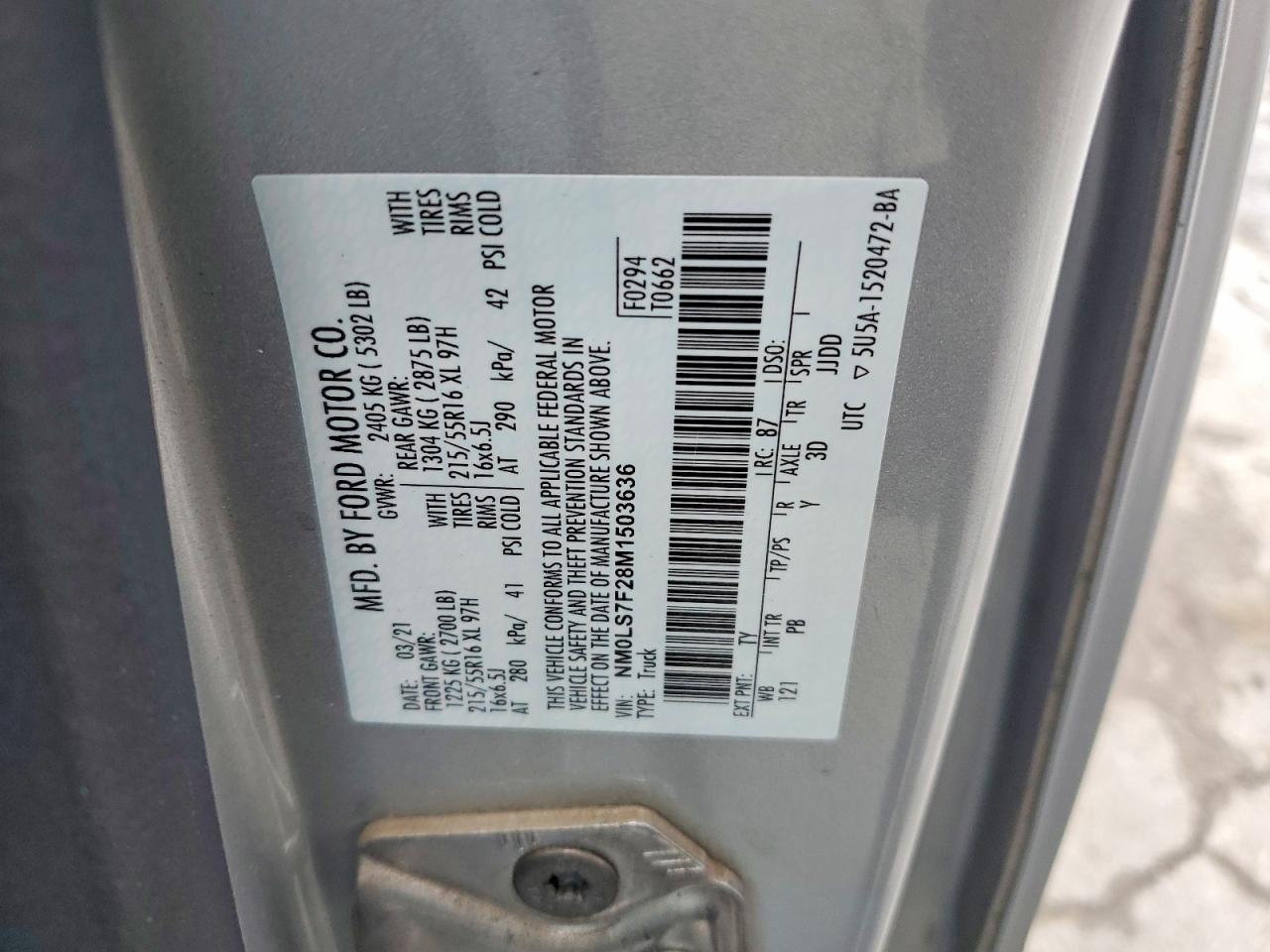 2021 FORD TRANSIT