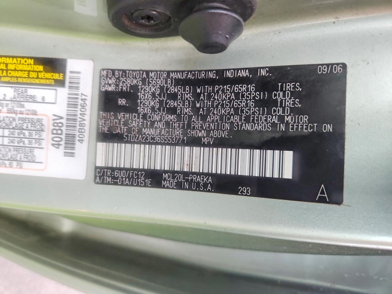 2006 TOYOTA SIENNA