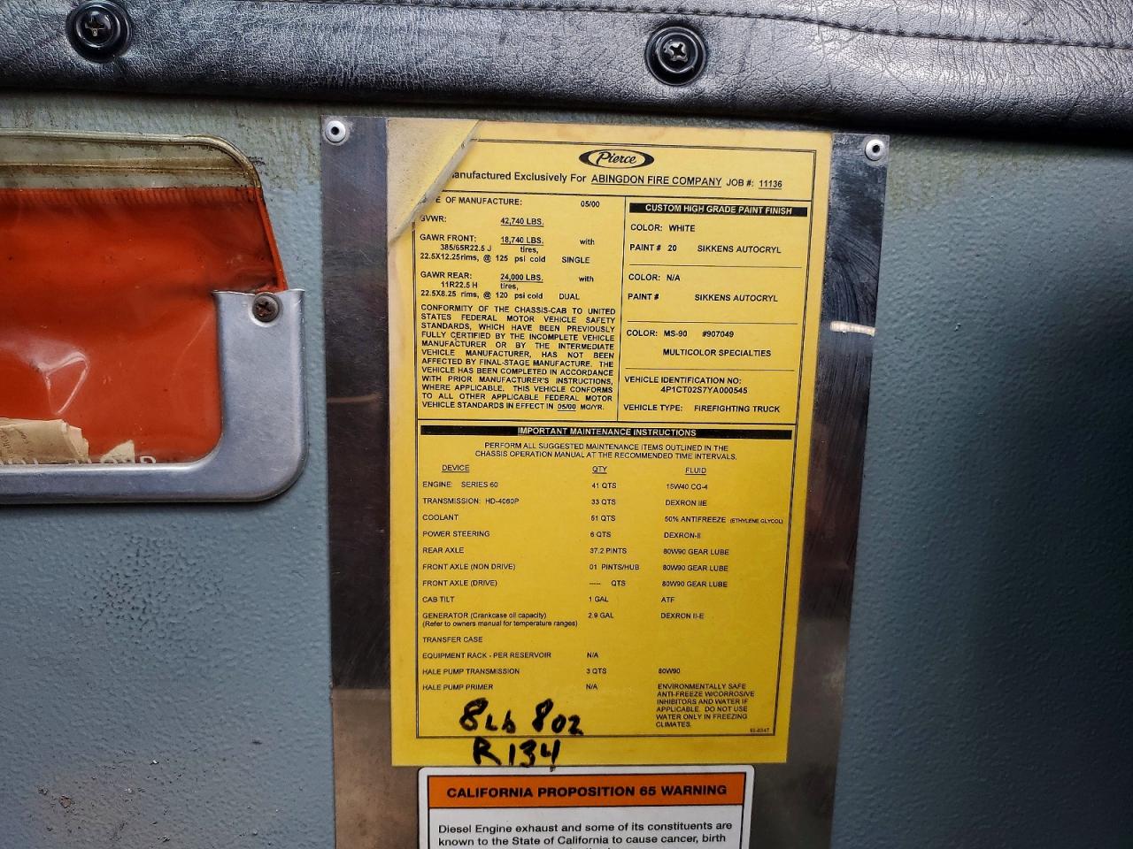 2000 PIERCE MFG. INC. ALL OTHER