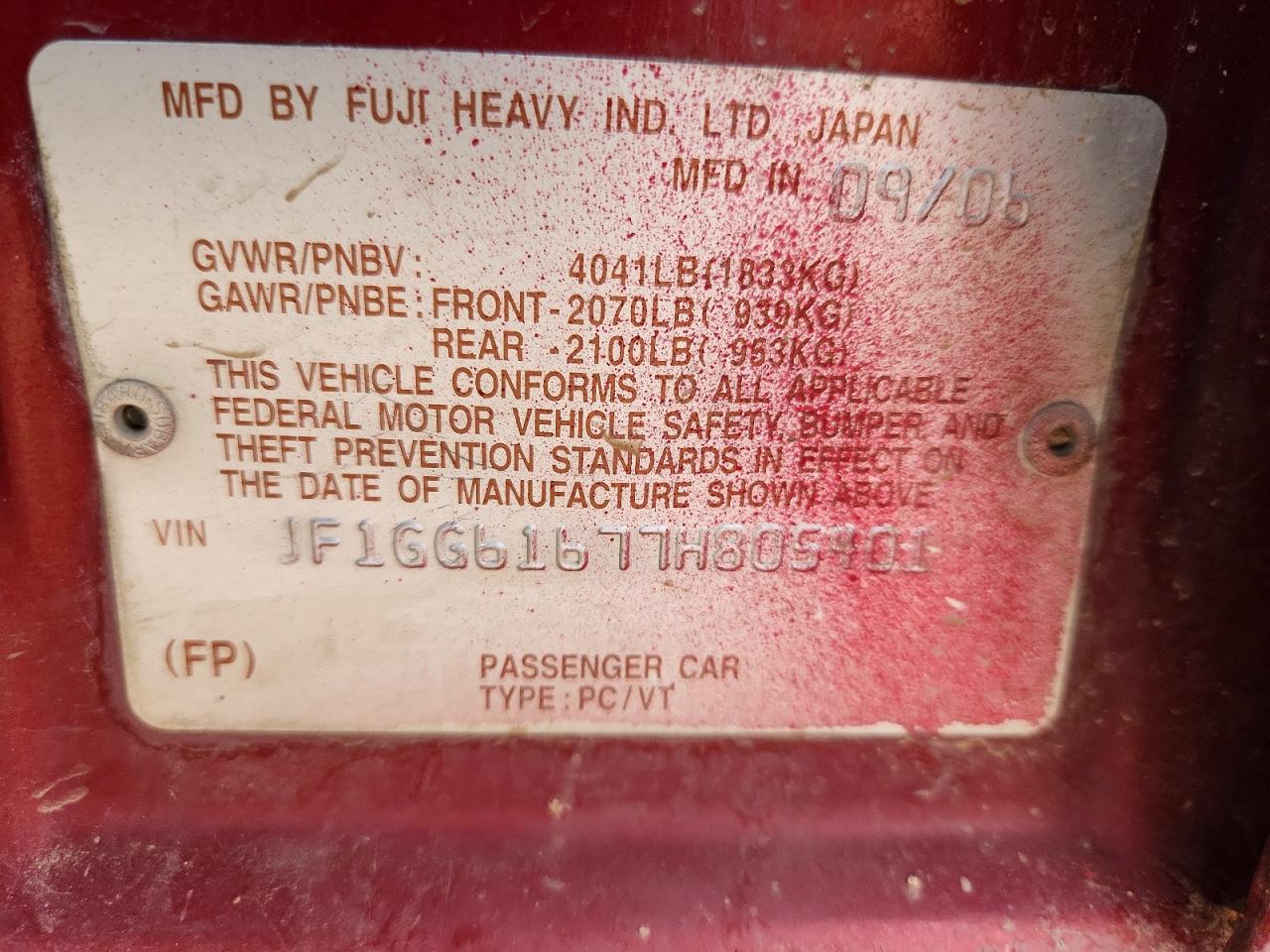 2007 SUBARU IMPREZA