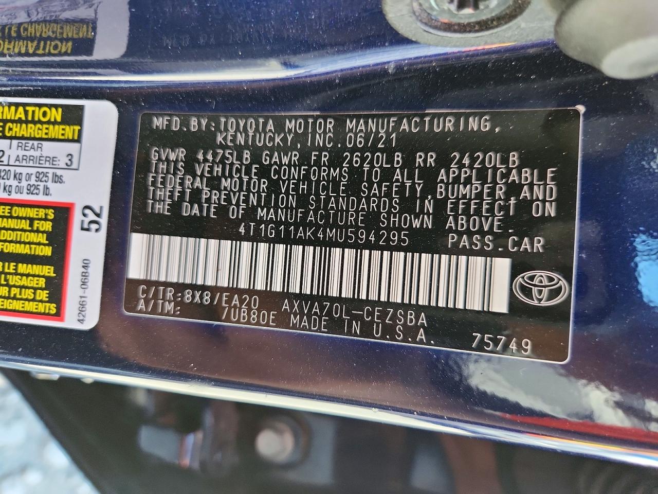 2021 TOYOTA CAMRY
