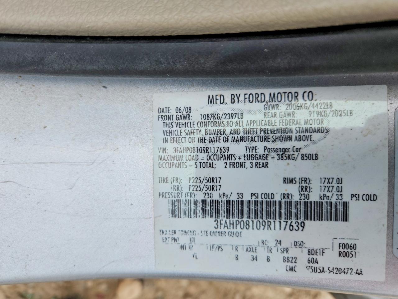 2009 FORD FUSION