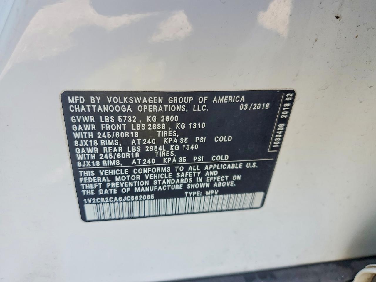 2018 VOLKSWAGEN ATLAS