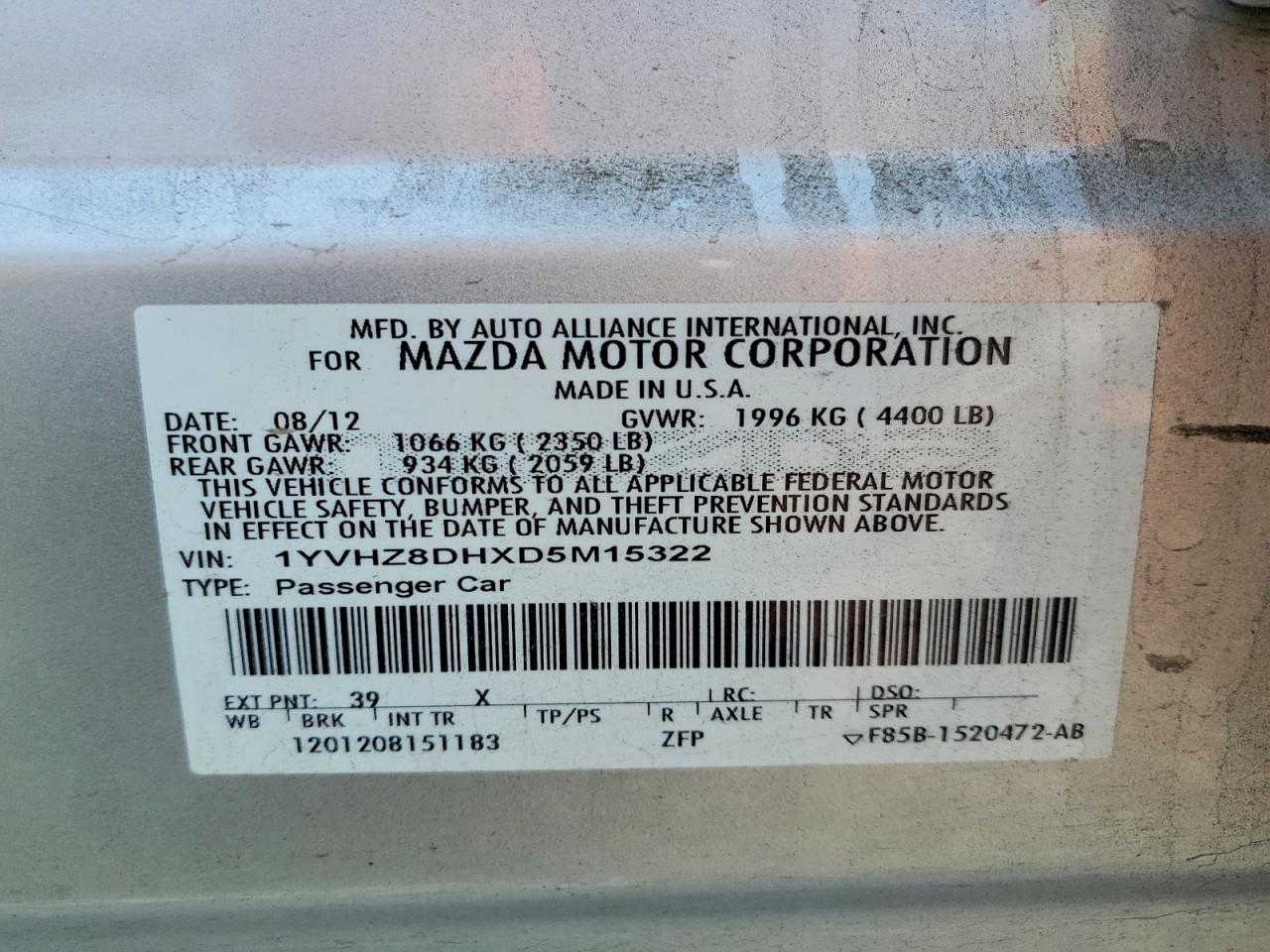 2013 MAZDA 6