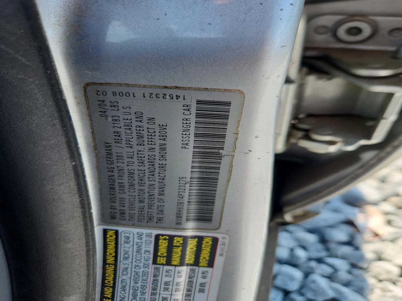 2004 VOLKSWAGEN PASSAT