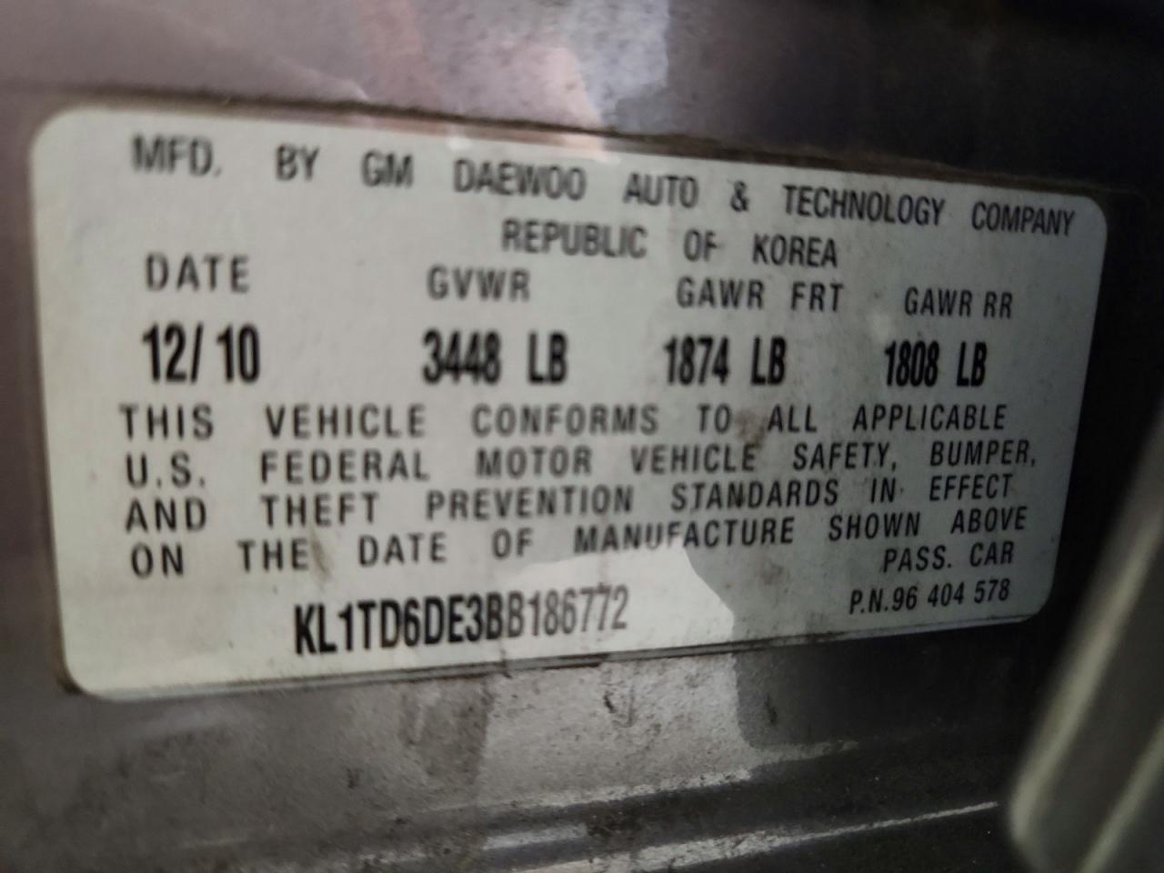 2011 CHEVROLET AVEO