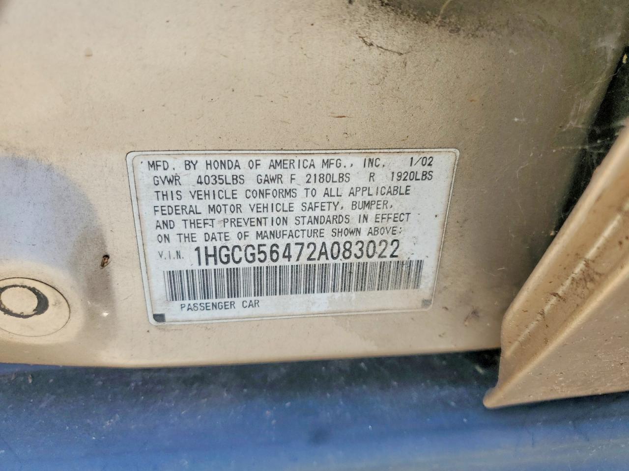 2002 HONDA ACCORD
