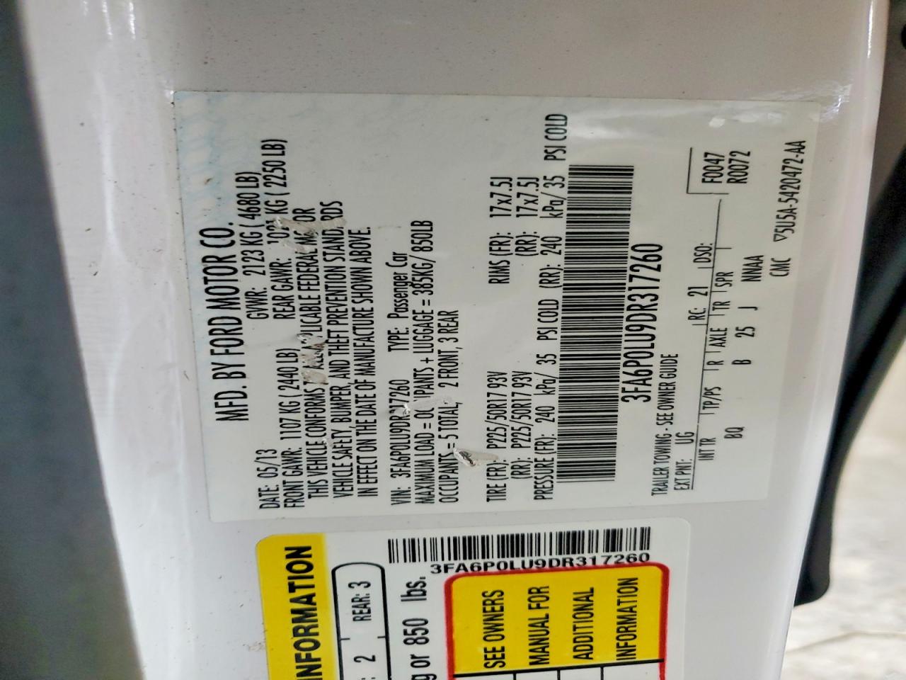 2013 FORD FUSION