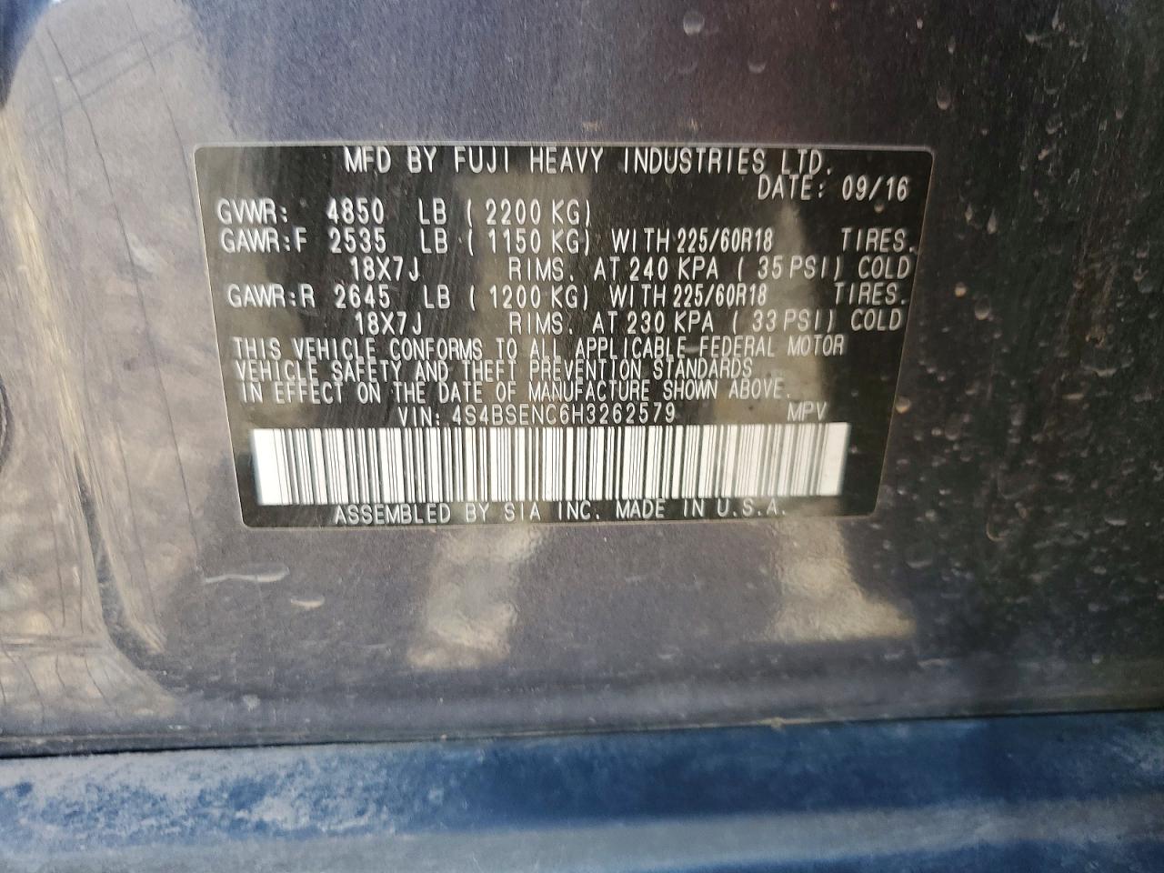 2017 SUBARU OUTBACK