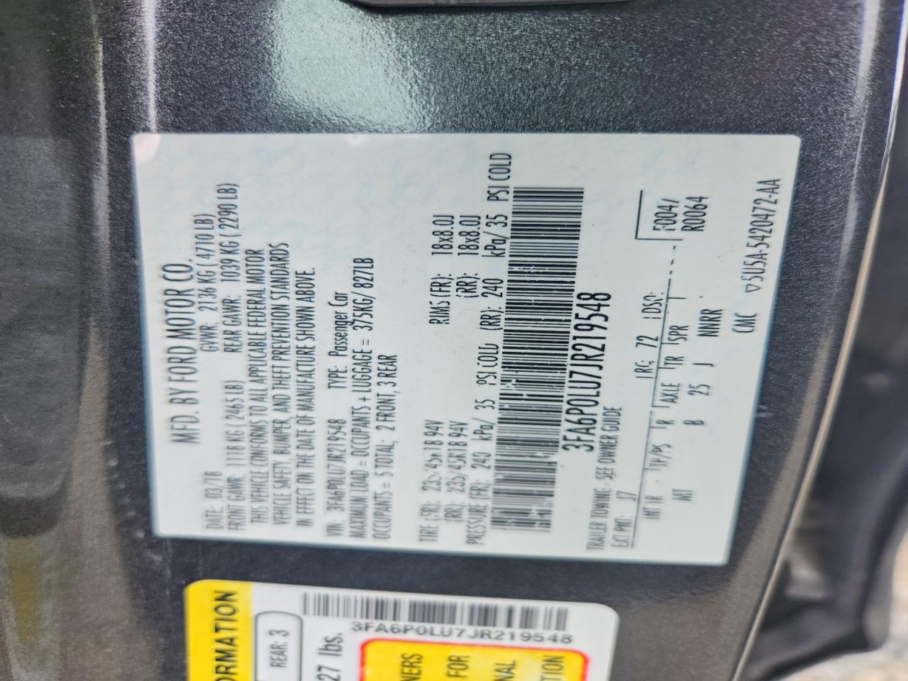2018 FORD FUSION