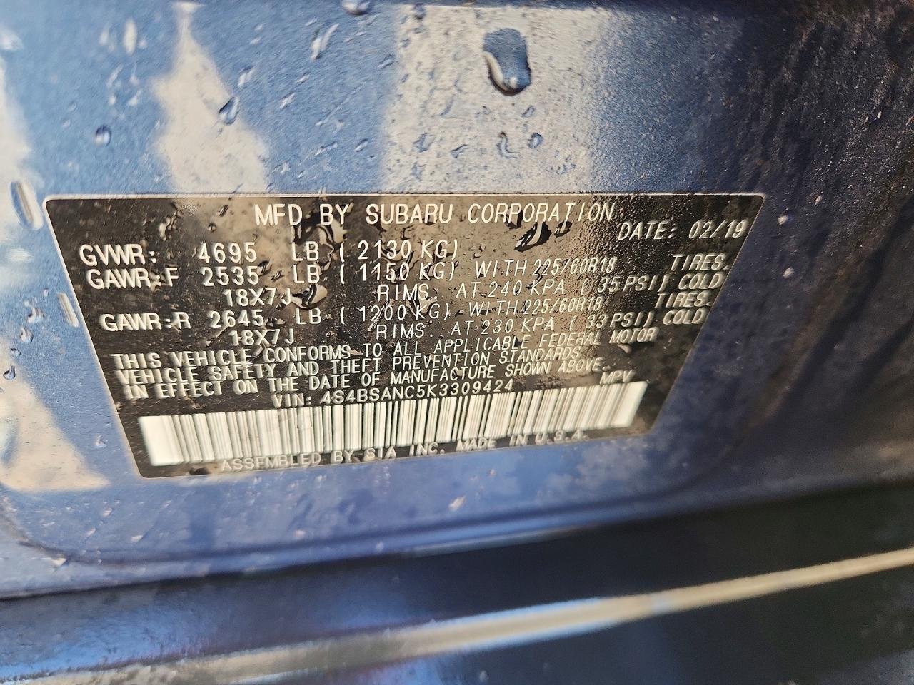 2019 SUBARU OUTBACK