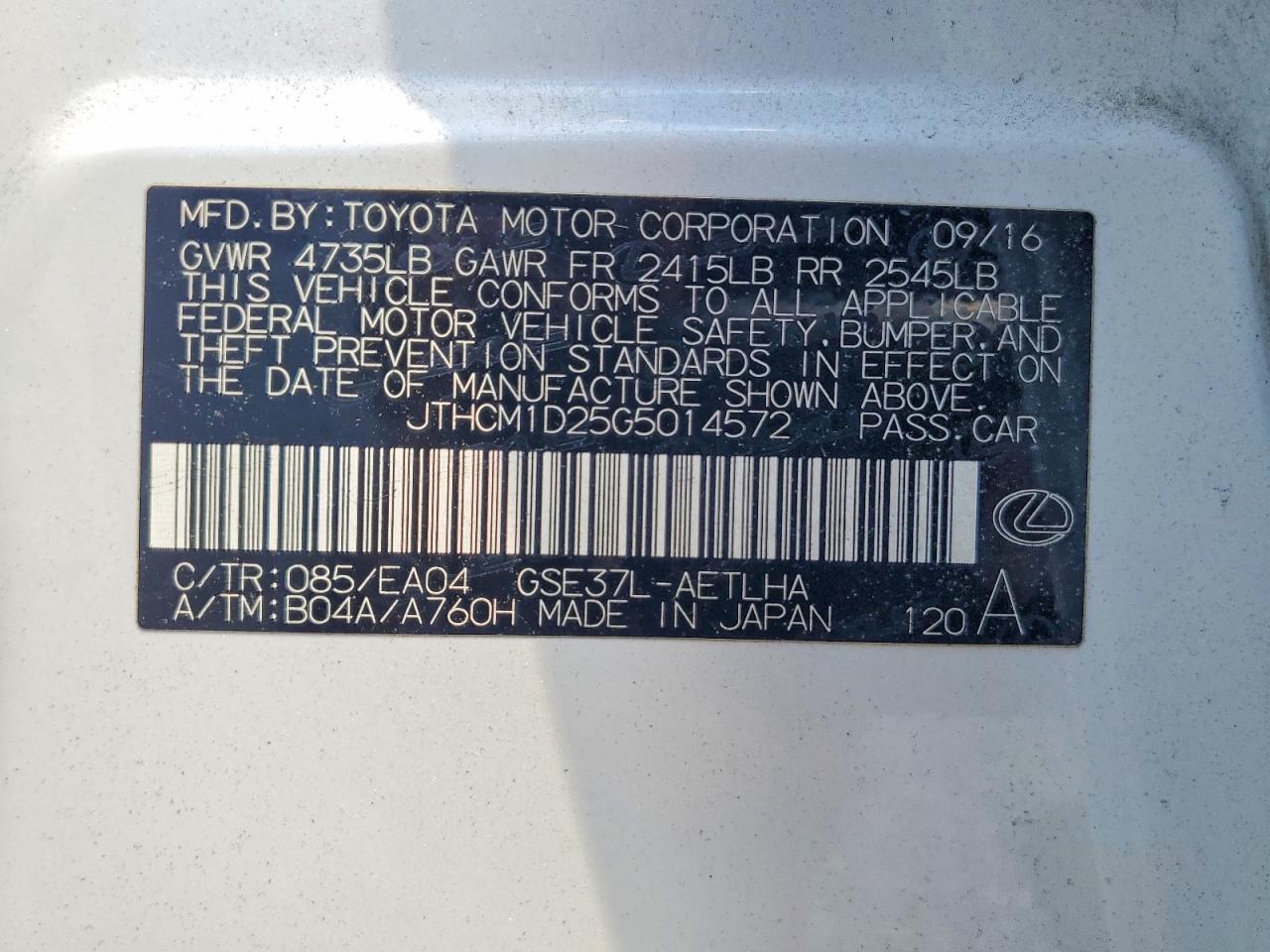 2016 LEXUS IS
