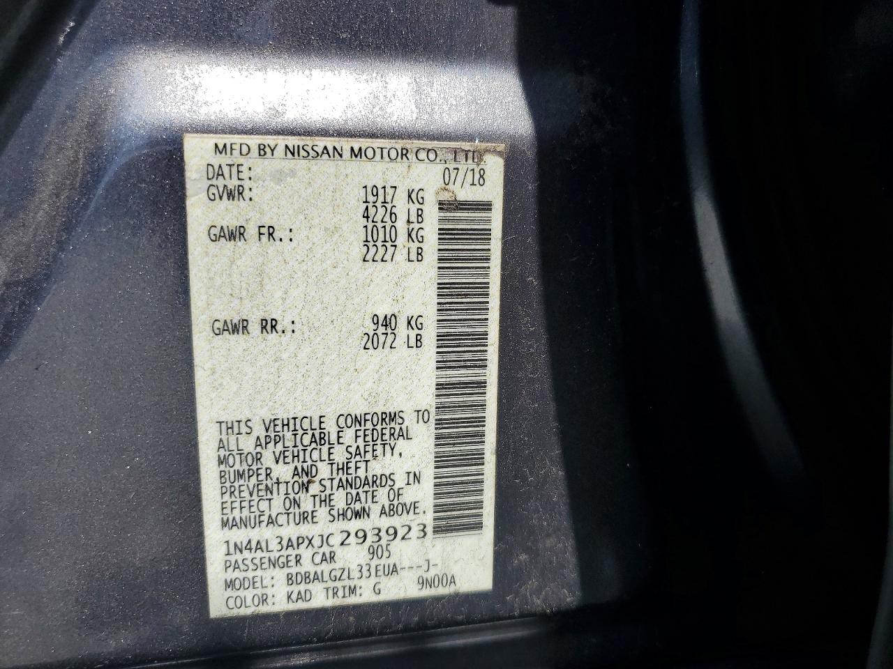 2018 NISSAN ALTIMA