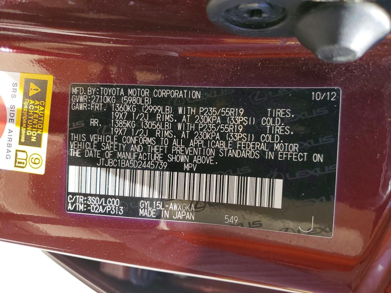 2013 LEXUS RX450