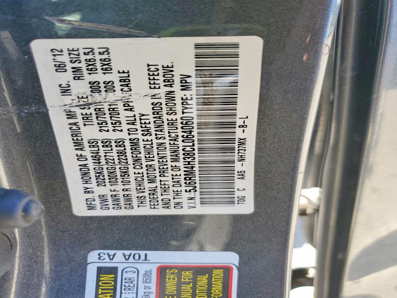 2012 HONDA CRV