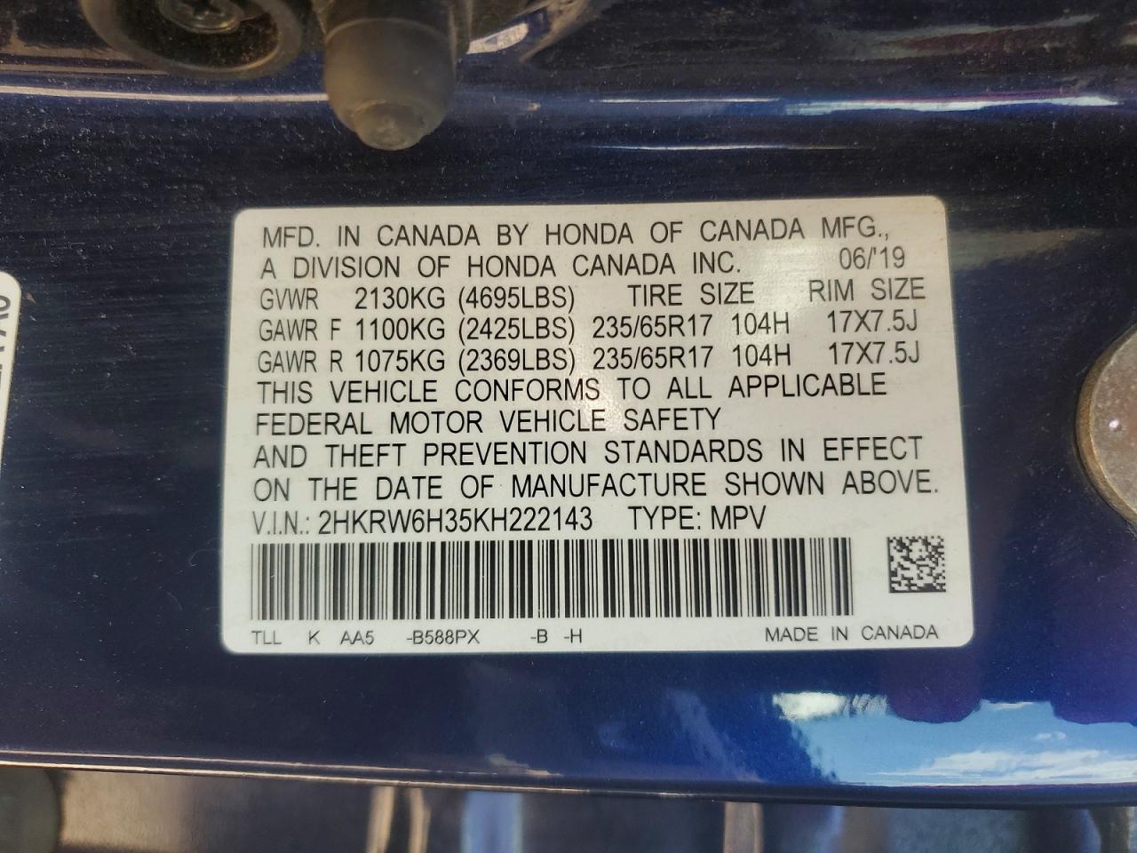 2019 HONDA CRV