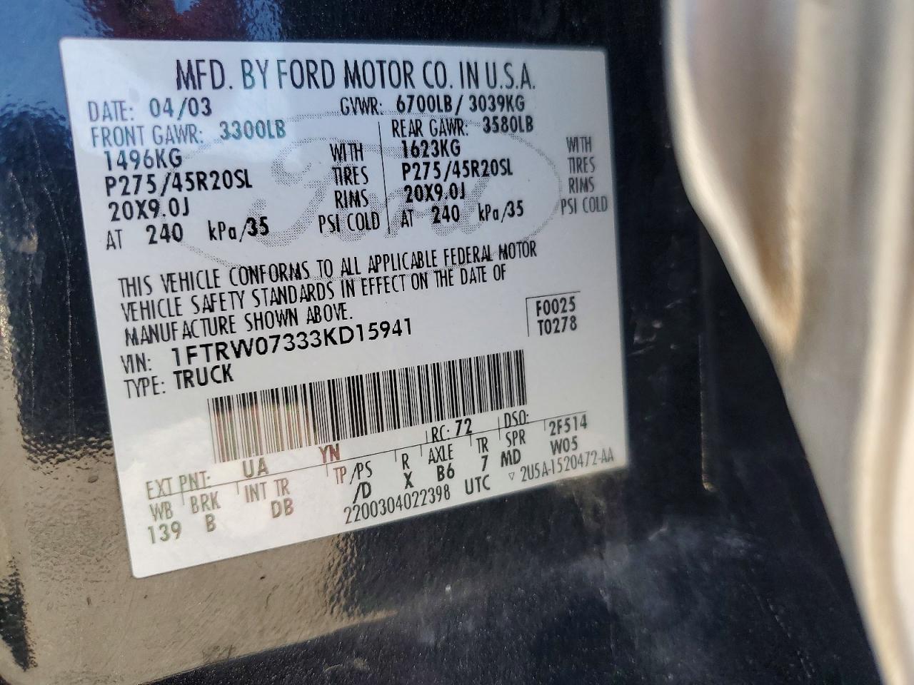 2003 FORD F150
